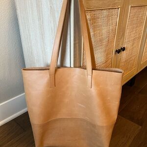 Elegant Tan Leather Tote Bag